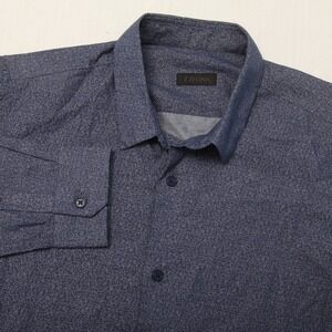 Z Zegna Men's Blue Paisley Pattern Long Sleeve Button-Down Casual Shirt Size M